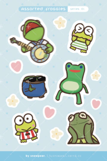 assorted froggies — Sticker Sheet